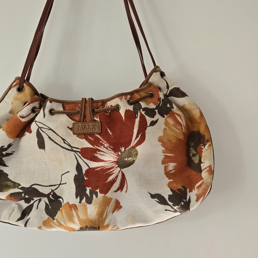 Floral Print Women's Bag - Brown and Cream, MAXX New York